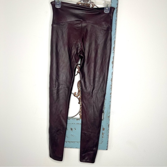 Spanx Faux Leather Maroon Pull-on Legging - Picture 2 of 11